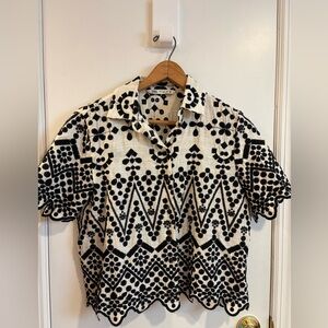 Zara Monochrome Geometric Print Shirt